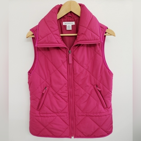 Liz Claiborne Pink Puffer Full Zip Vest Women's Sz M - Picture 1 of 7